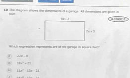 Solved: The diagram shows the dimensions of a garage. All dimensions ...