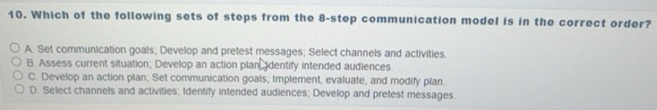Solved: Which of the following sets of steps from the 8 -step ...