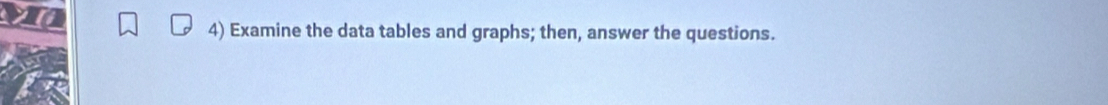 Examine the data tables and graphs; then, answer the questions.