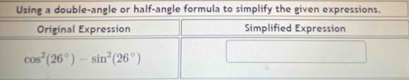 Using a double-angle or half-angle formula to simplify the given expressions.