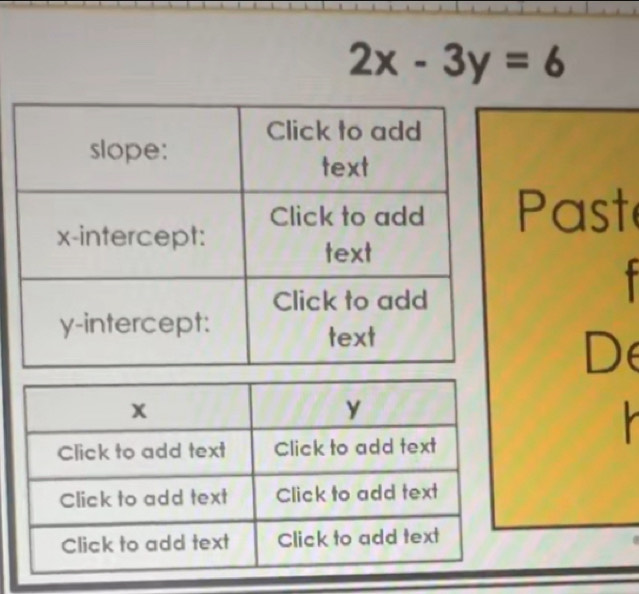 2x-3y=6
Past 
t 
De