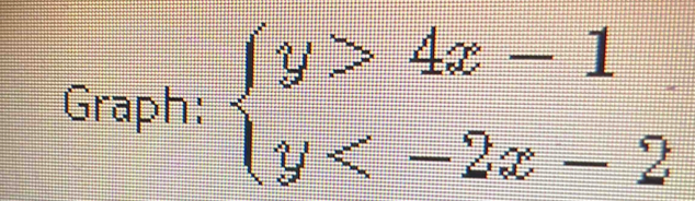 Graph: beginarrayl y>4x-1 y