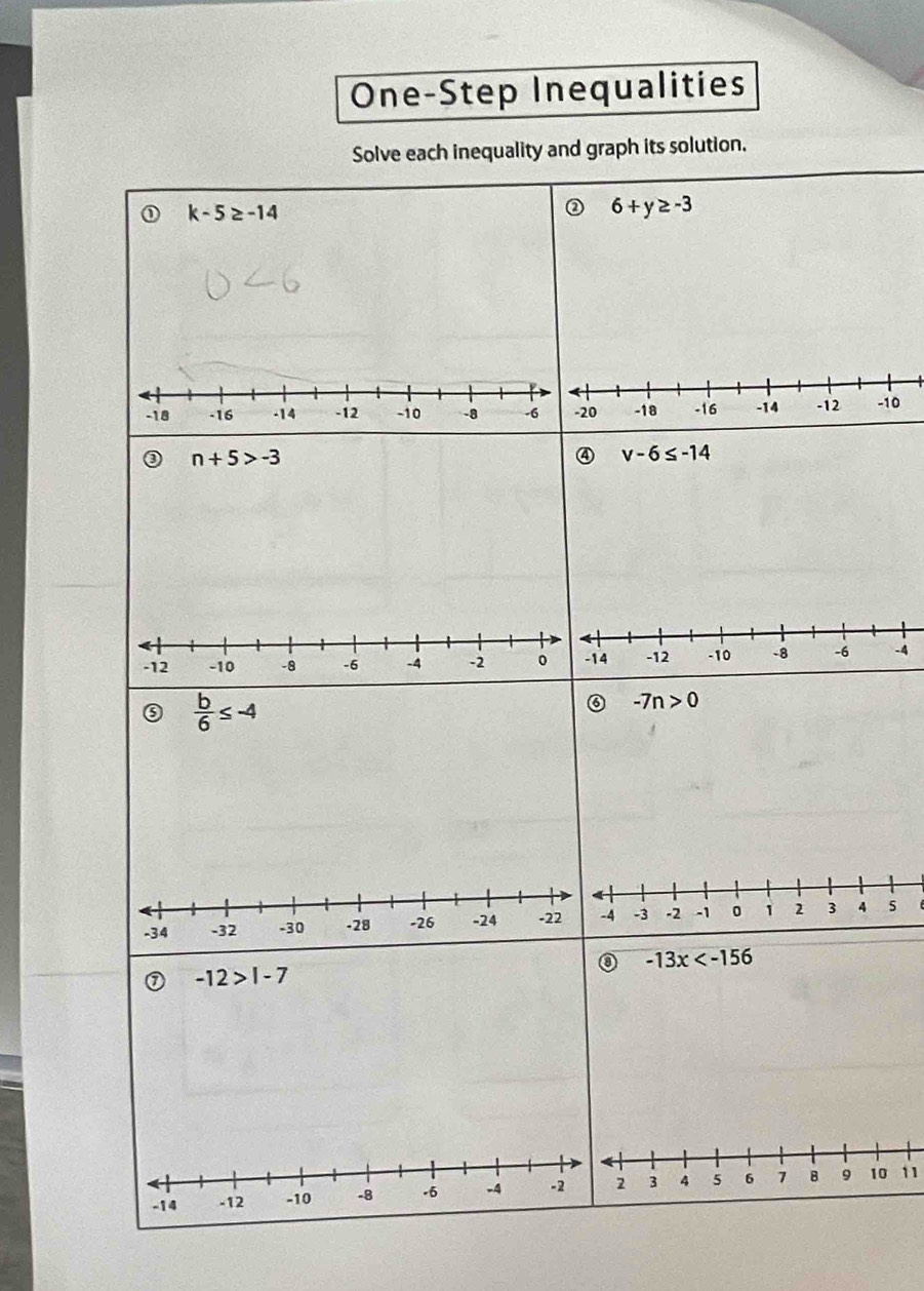 One-Step Inequalities
-4
10 11