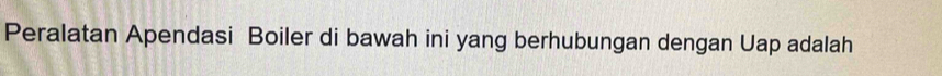 Peralatan Apendasi Boiler di bawah ini yang berhubungan dengan Uap adalah