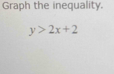 Graph the inequality.
y>2x+2