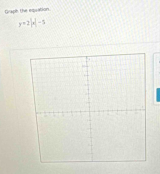 Graph the equation.
y=2|x|-5