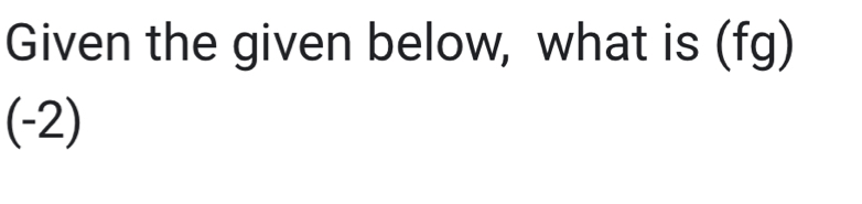 Given the given below, what is (fg) 
(-2)