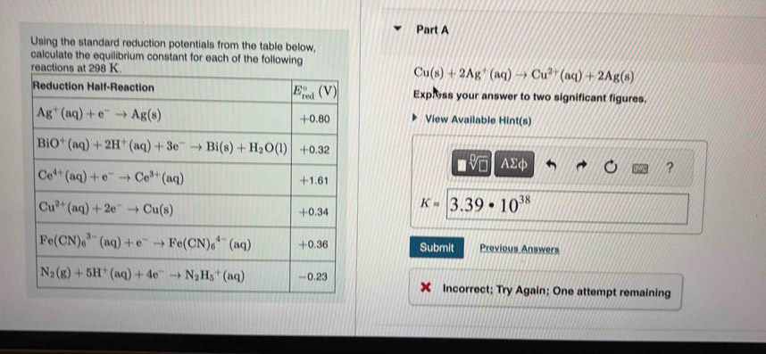 Solved: Using the standard reduction potentials from the table below ...