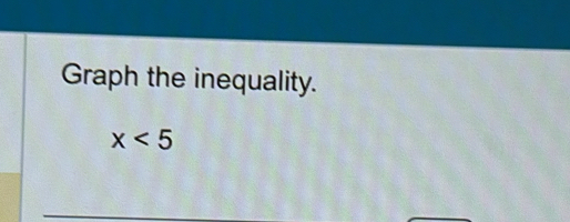 Graph the inequality.
x<5</tex>