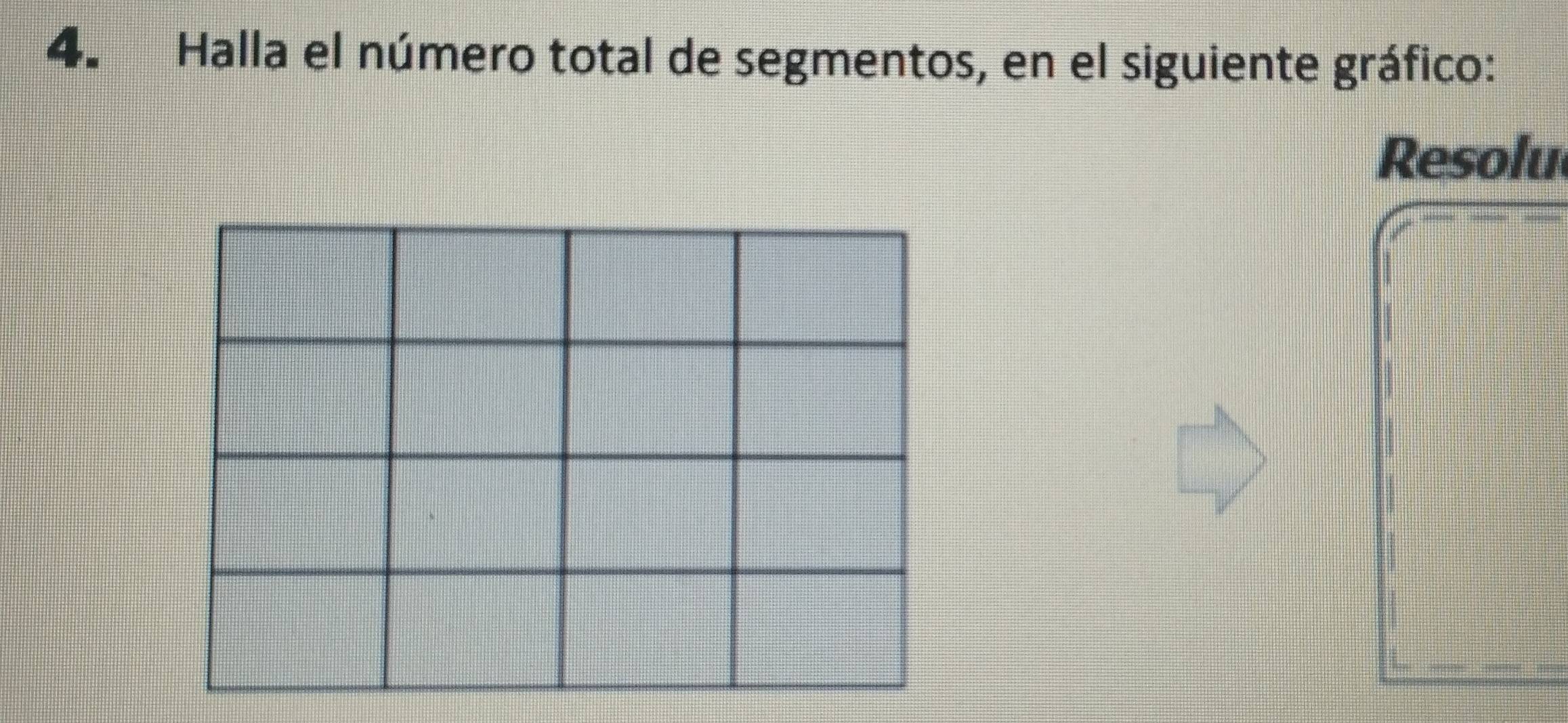 Halla el número total de segmentos, en el siguiente gráfico: 
Resolu