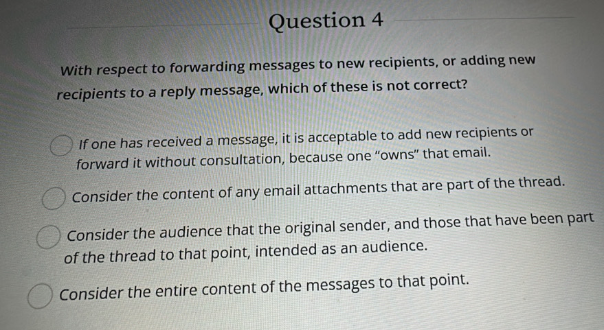 Solved: With respect to forwarding messages to new recipients, or ...