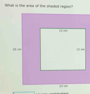 What is the area of the shaded region? 
are