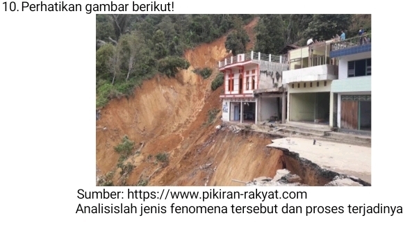 Perhatikan gambar berikut! 
ber: https://www.pikiran-rakyat.com 
Analisislah jenis fenomena tersebut dan proses terjadinya