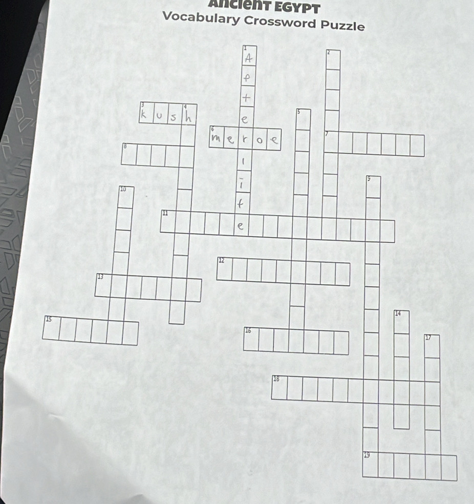 Ancient Egypt 
Vocabulary Crossword Puzzle