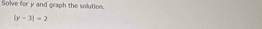 Solve for y and graph the solution.
|y-3|=2