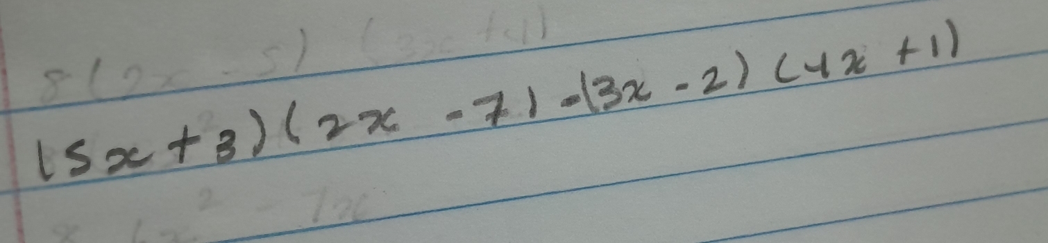 (5x+3)(2x-7)-(3x-2)(4x+1)