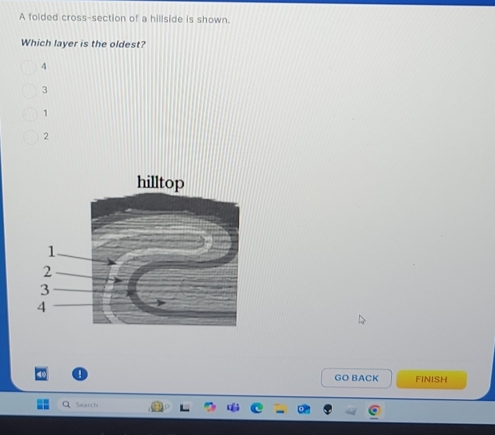 Solved: A folded cross-section of a hillside is shown. Which layer is ...