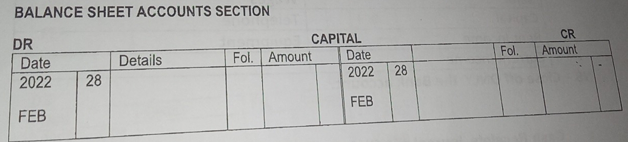 BALANCE SHEET ACCOUNTS SECTION 
CR