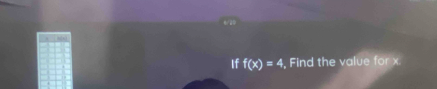 If f(x)=4 , Find the value for x.