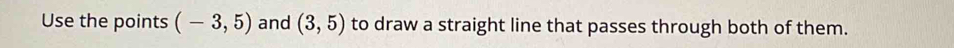 Use the points (-3,5) and (3,5) to draw a straight line that passes through both of them.