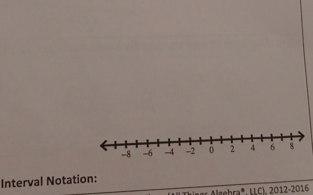 Interval Notation: 
Is Algebra®, LLC), 2012-2016