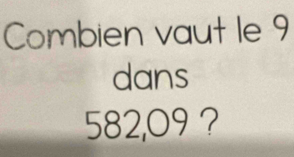 Combien vaut le 9
dans
582,09?