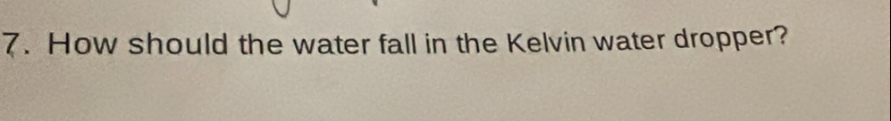 How should the water fall in the Kelvin water dropper?