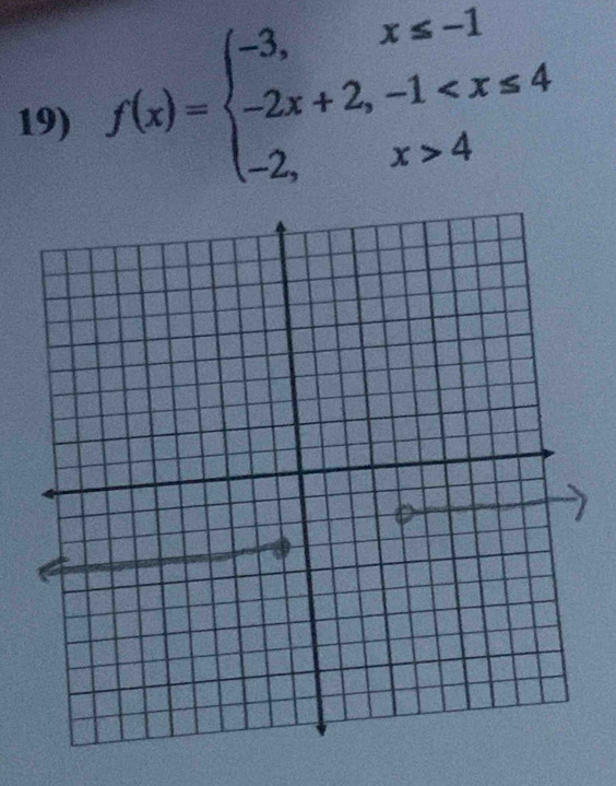 f(x)=beginarrayl -3,x≤ -1 -2x+2,-1 4endarray.