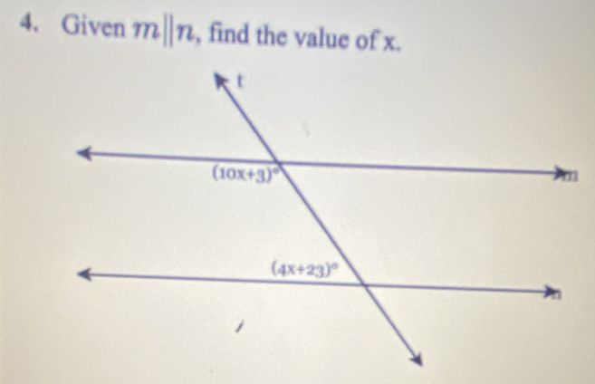 Given mparallel n , find the value of x.