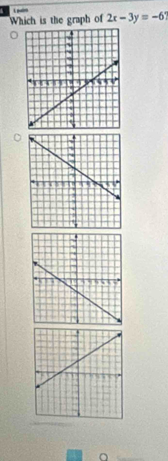 palo 
Which is the graph of 2x-3y=-6