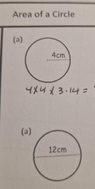 Area of a Circle 
(a 
(a