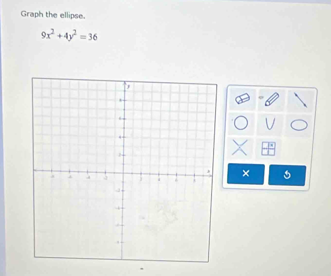 Graph the ellipse.
9x^2+4y^2=36
×