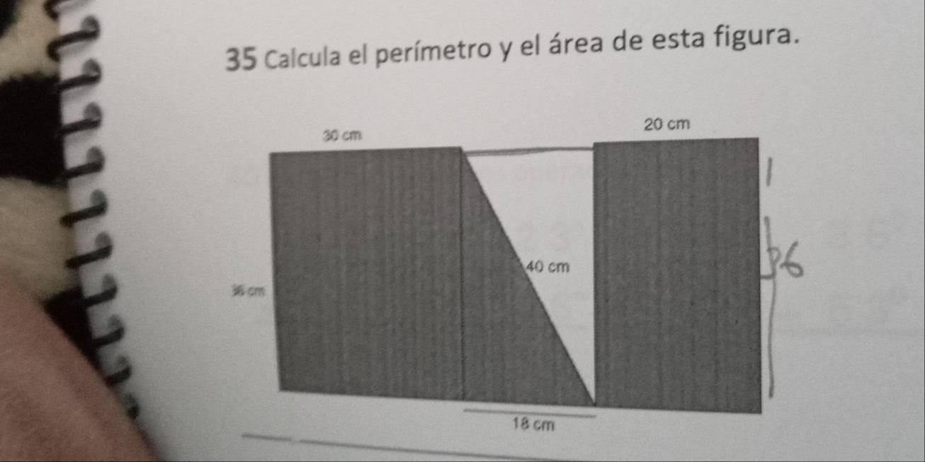 Calcula el perímetro y el área de esta figura.