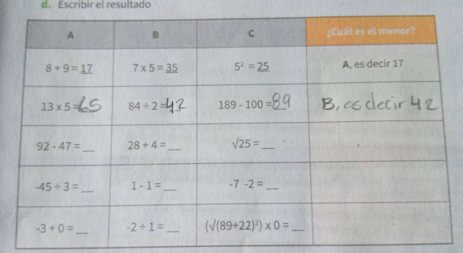 Escribir el resultado