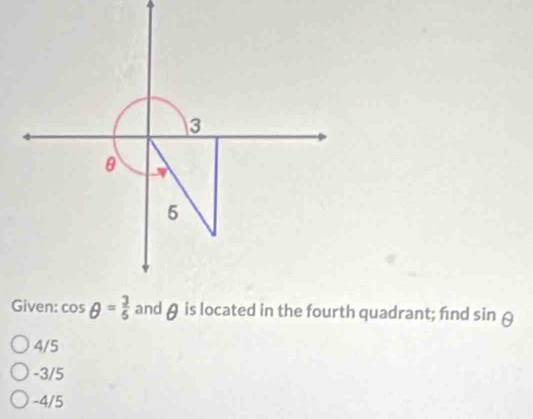 sin θ
4/5
-3/5
-4/5