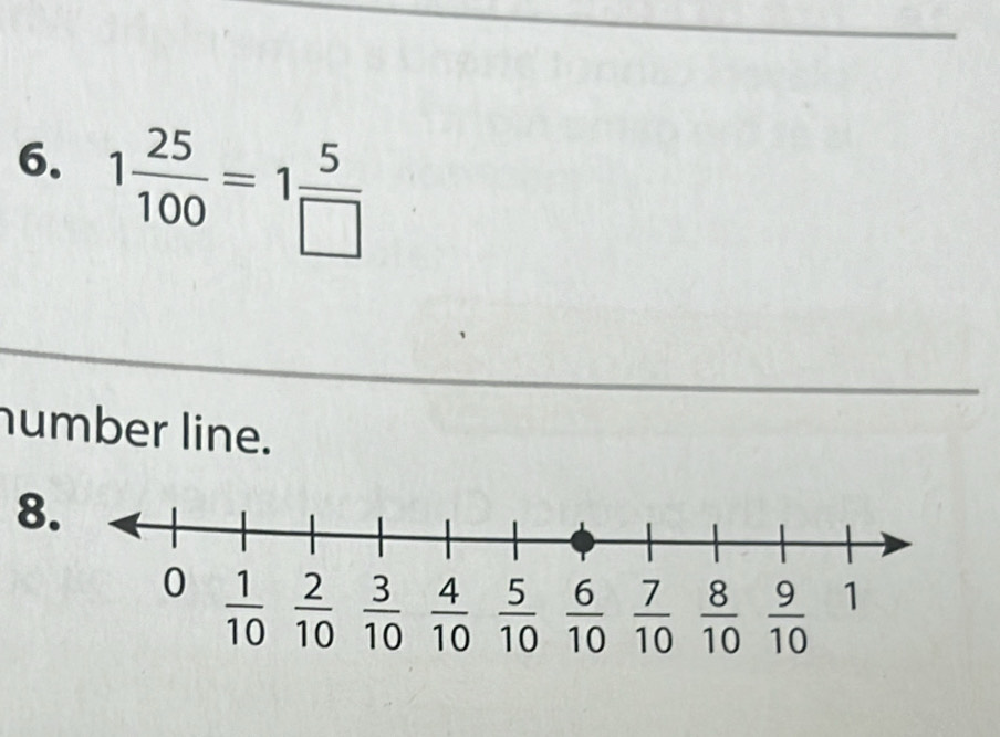 1 25/100 =1 5/□  
humber line.
8