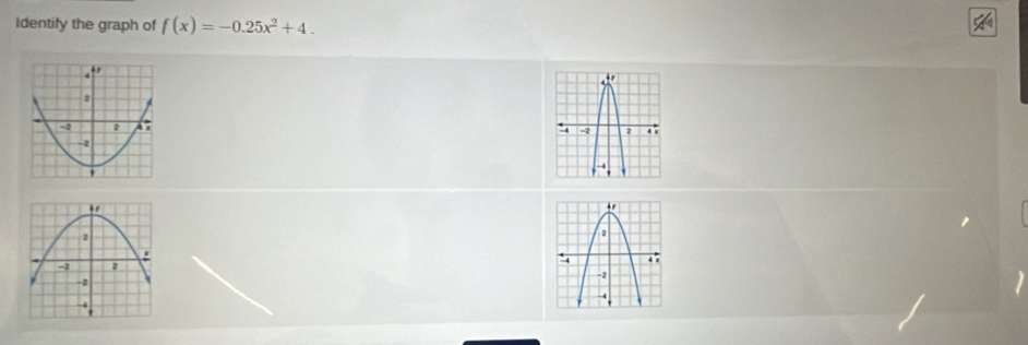 Identify the graph of f(x)=-0.25x^2+4.