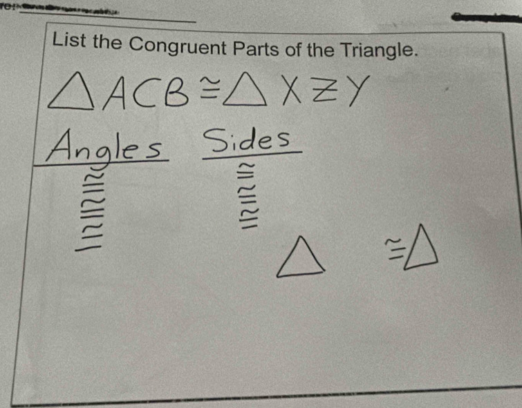 List the Congruent Parts of the Triangle.