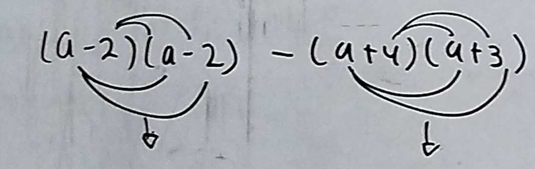 (a-2)(a-2)-(a+4)(a+3)