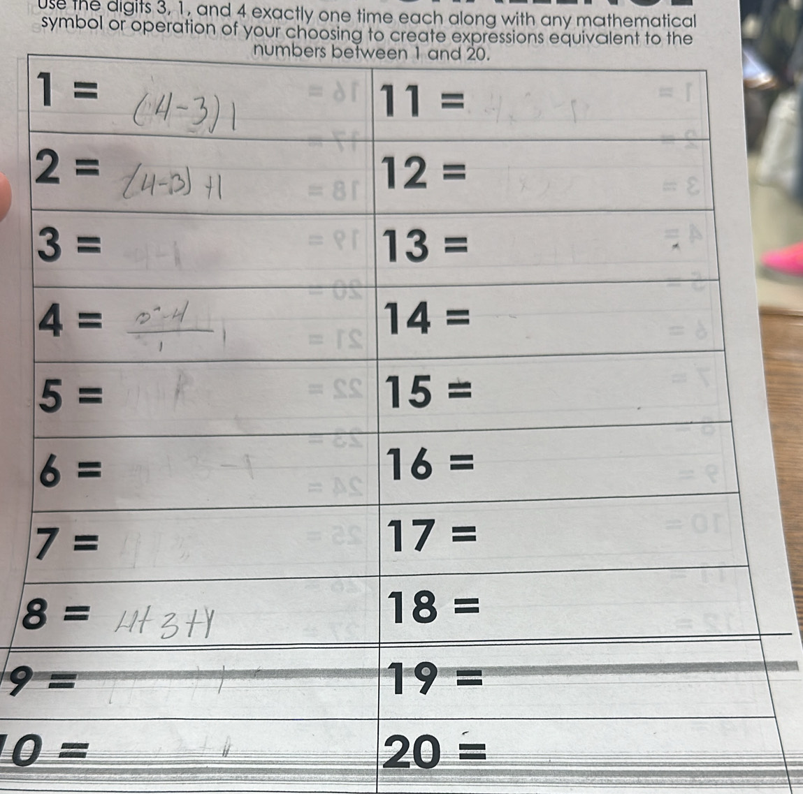 Solved: use the digits 3, 1, and 4 exactly one time each along with any ...