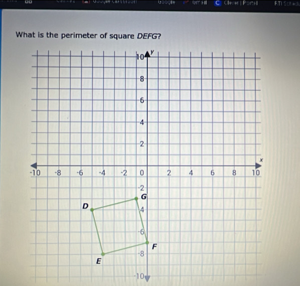 Solved: Google to FTI Sched What is the perimeter of square DEFG? [Math]
