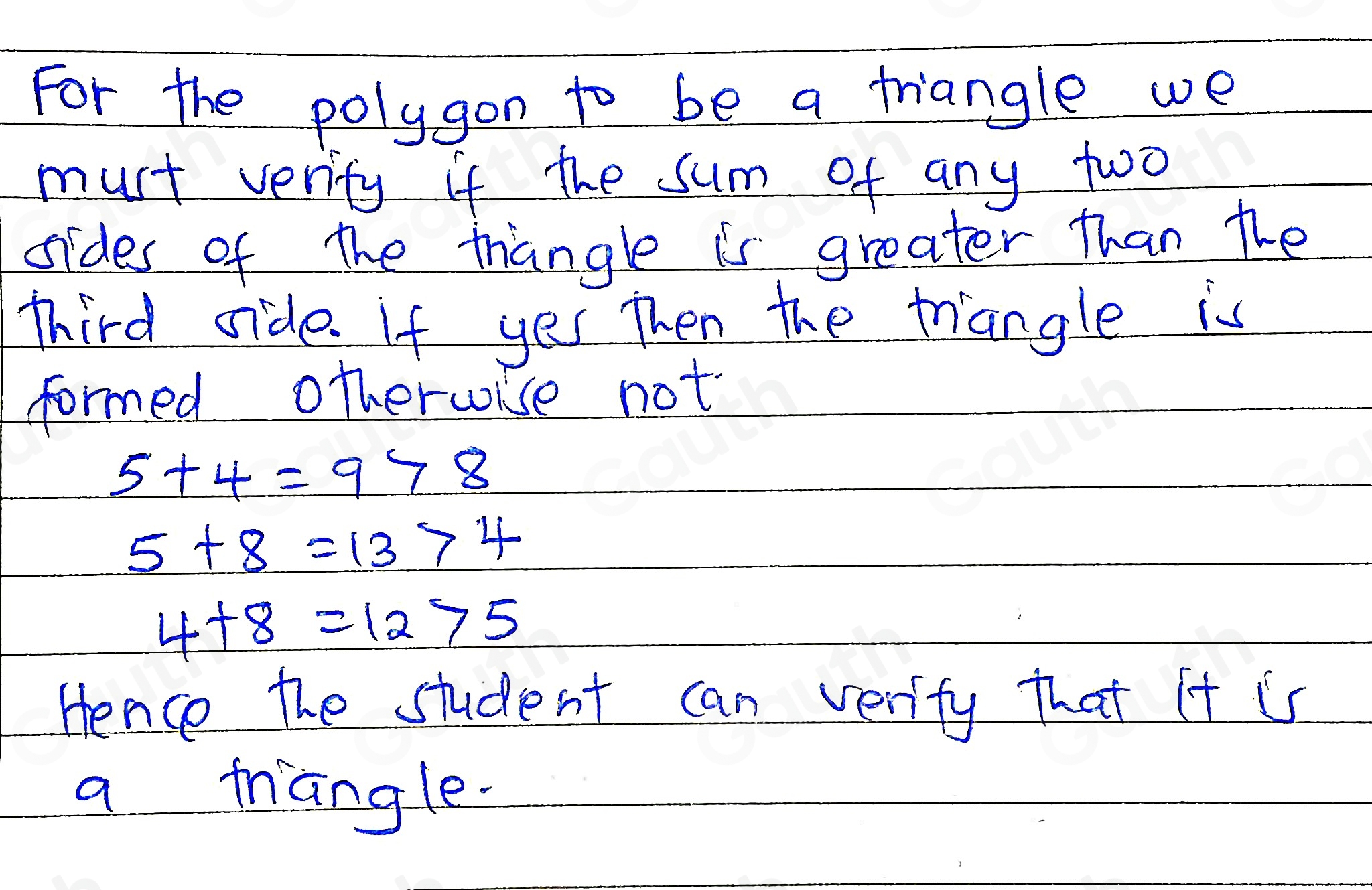 Solved: (02.04 LC) A student states that a triangle can be formed with ...