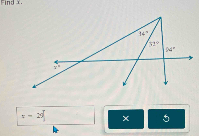 Find x.
x=29
×