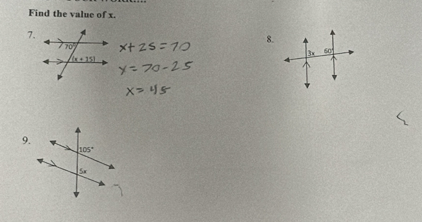 Find the value of x.
7.
8.
9.