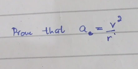 Prove that a_e= v^2/r' 