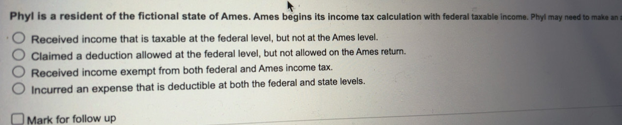 Solved: Phyl is a resident of the fictional state of Ames. Ames begins ...