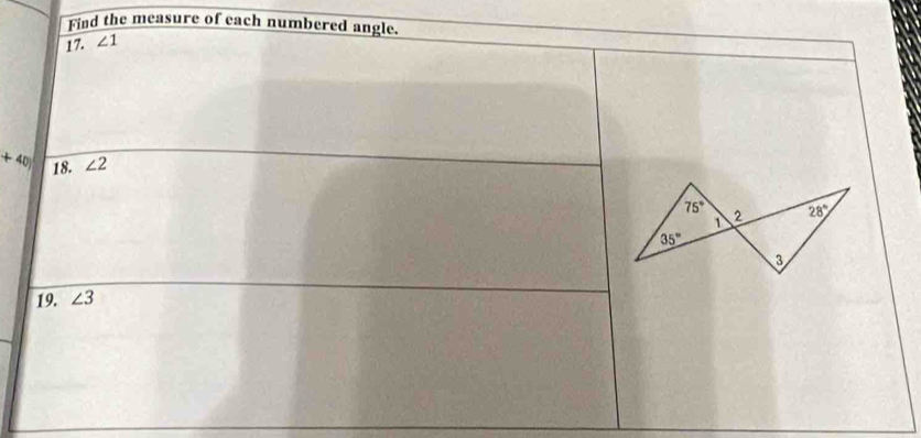 Find the measure of each num
+40)