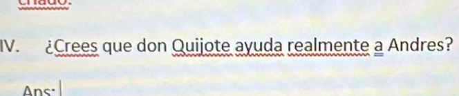 Crees que don Quijote ayuda realmente a Andres? 
Ans: