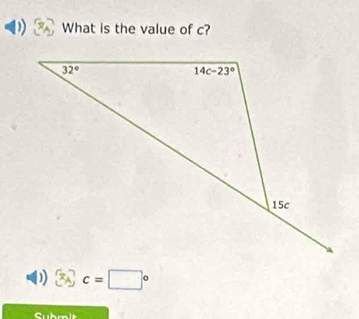 What is the value of c?
c=□°
Submlt