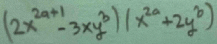 (2x^(2a+1)-3xy^3)(x^(2a)+2y^3)